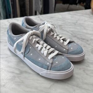 Nike NEW! "Teddy" Blue Fabric Blue/Gray Suede Accent Sneakers Size US6
